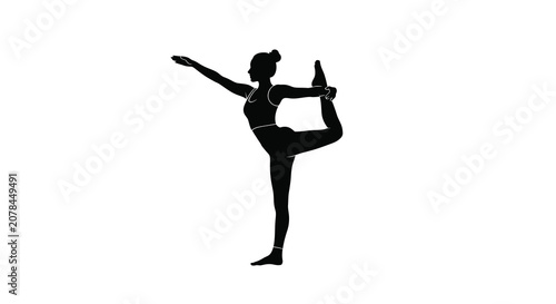 Fotografie Woman performing yoga pose black vector silhouette asana balance body