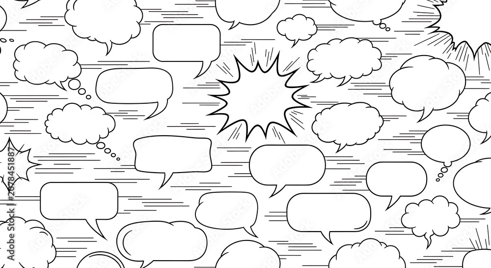 Fototapeta premium Comic Speech Bubbles Seamless Pattern Background.
