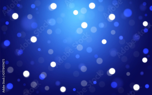 Abstract Blue Bokeh Lights Background with Glowing Particles, Defocused Sparkles and Shining Festive Texture, Background decoration