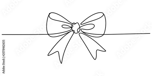 Принти на полотні Continuous single line drawing of a decorative gift ribbon bow Vector, illustrat