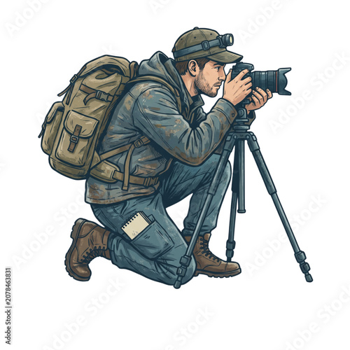 Professional Photographer Taking Photos Illustration