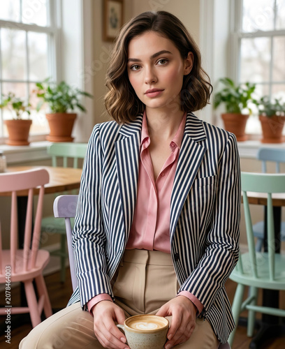 Beautiful young model posing in business casual fashion