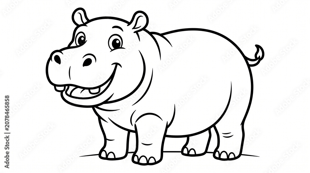 Obraz premium Cute Rhino Outline Coloring Page