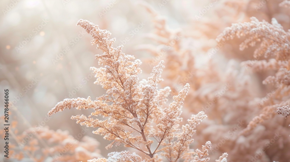 Naklejka premium Dried astilbe feathery plume close up