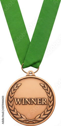 Gold medal with green ribbon winner.
