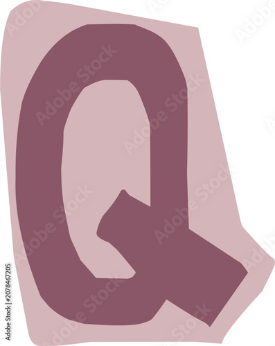 Ransom note cutout letter Q illustration for journaling and scrapbooking