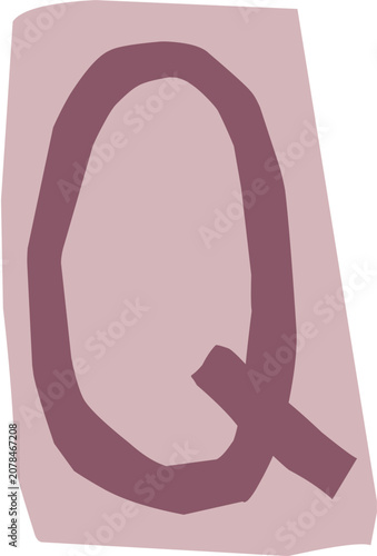 Ransom note cutout letter Q illustration for journaling and scrapbooking