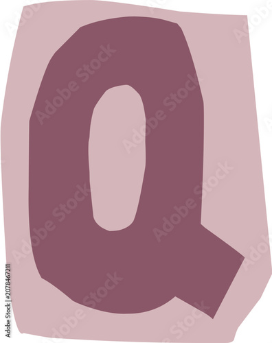 Ransom note cutout letter Q illustration for journaling and scrapbooking