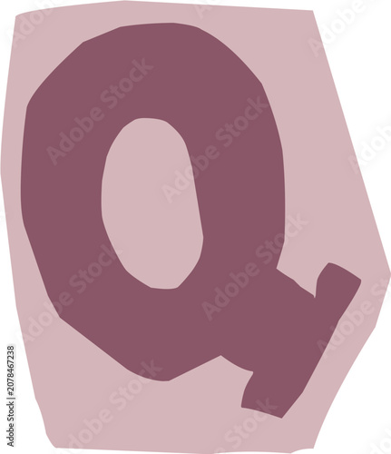 Ransom note cutout letter Q illustration for journaling and scrapbooking
