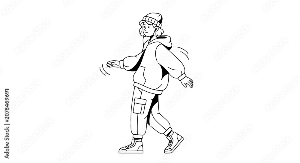 Obraz premium Man Walking with Backpack and Bag.