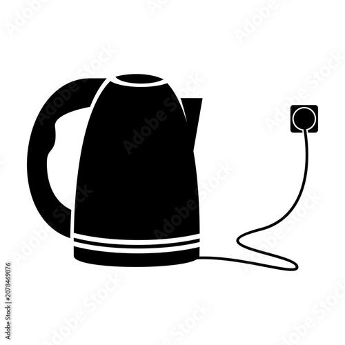Electric Kettle Silhouette black and white design vector art