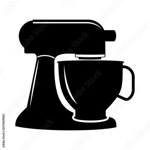 Stand Mixer Silhouette black and white design vector art