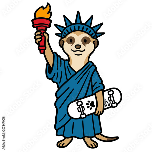 Cartoon Meerkats in Statue Costume.