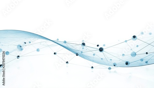 Connected digital nodes forming a blue data network wave with connection abstract communication technology internet structure information background intelligence computing innovation