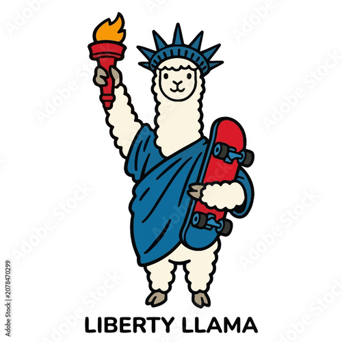 Llama Wearing Statue Liberty Costume.