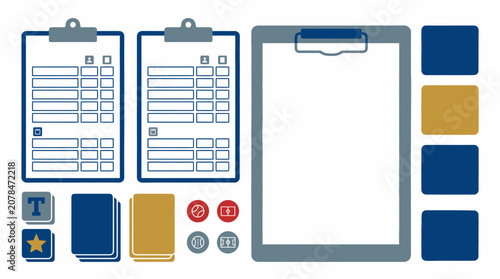 Office document and clipboard interface icon set