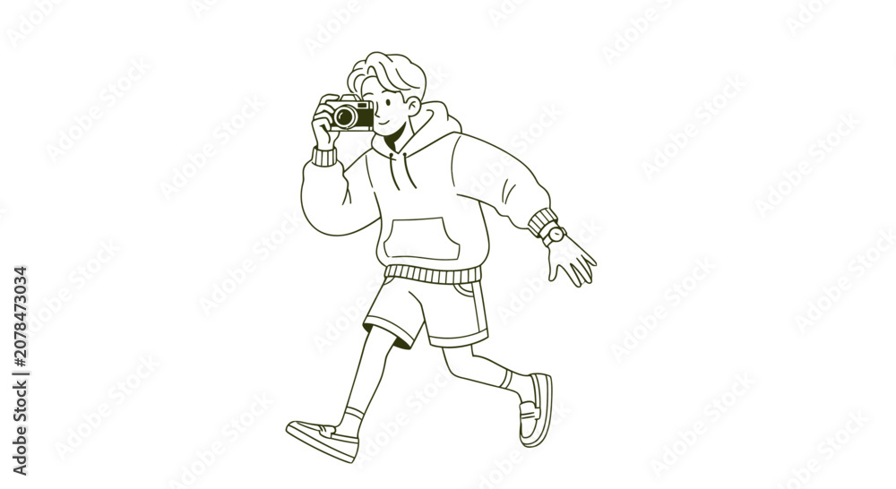 Obraz premium Man Running with Camera in Hand.
