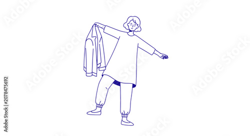 Man in shirt holding jacket over shoulder.