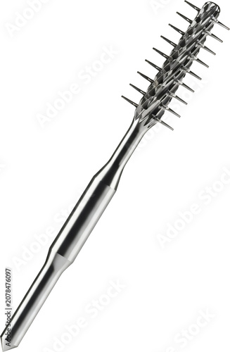 Metal brush tool with spikes for cleaning or scrubbing.