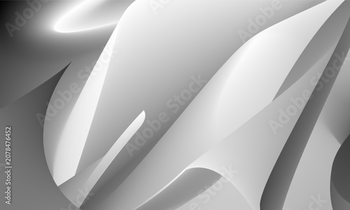 Canvastavla Abstract gray and white 3D wave background with elegant smooth flowing lines for corporate business banner or luxury wallpaper vector illustration