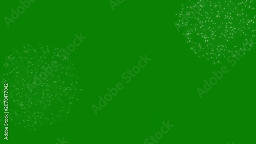 4K Bright White Fireworks Explosion Effect, Glowing Sparkling Starburst Motion Graphics Overlay on Green Screen for Easy Chroma Key Compositing in Festive Celebration Videos