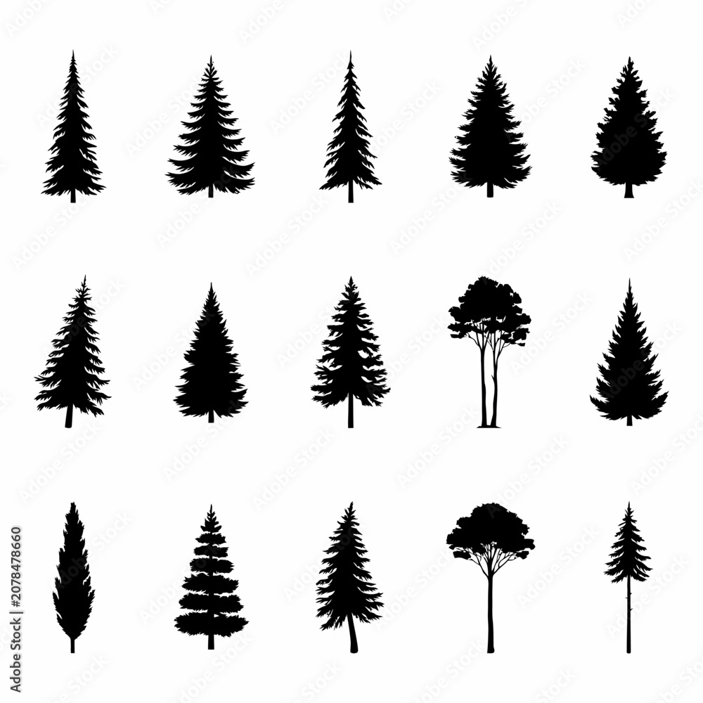Fototapeta premium set of trees silhouettes