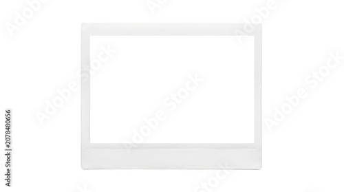 Empty white polaroid photo frame border isolated on transparent background