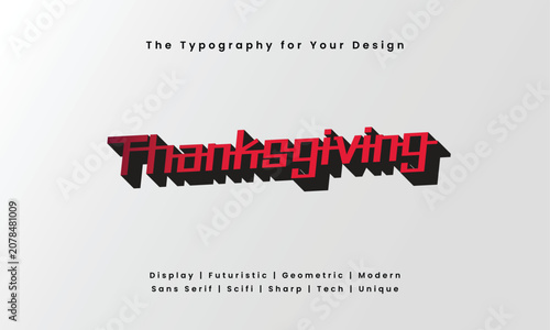 Thanksgiving Futuristic Red Gradient Typography with Modern Unique Font Style on White Background