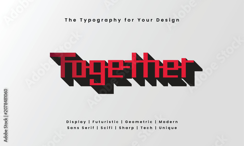 Together Futuristic Red Gradient Typography with Modern Unique Font Style on White Background