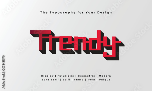 Trendy Futuristic Red Gradient Typography with Modern Unique Font Style on White Background