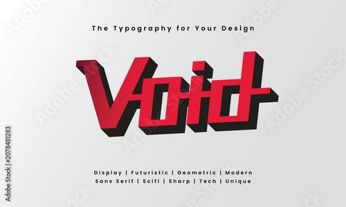 Void Futuristic Red Gradient Typography with Modern Unique Font Style on White Background