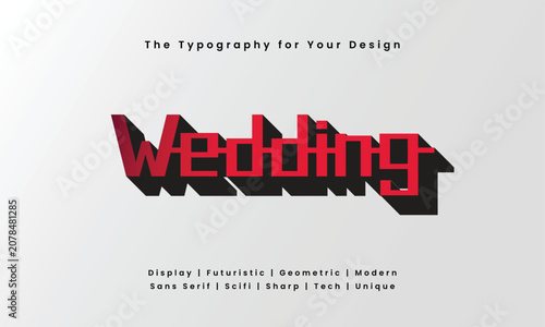 Wedding Futuristic Red Gradient Typography with Modern Unique Font Style on White Background