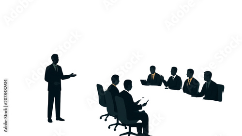 Canvas Print Business presentation with speaker and attentive audience in a meeting room Vect