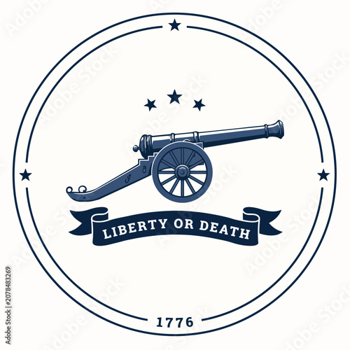 Quadro su tela Patriotic vector graphic with cannon