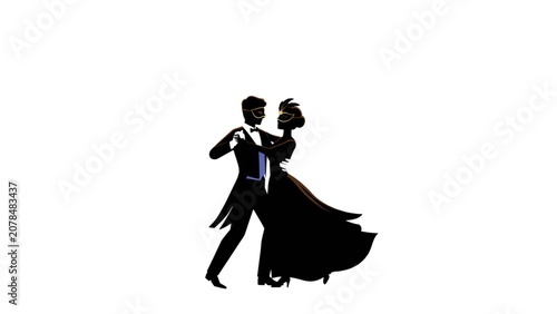 Bild auf Leinwand Couple dancing ballroom style in elegant attire Vector
