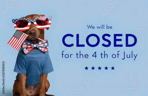 We Will Be Closed For 4th Of July Sign American Flag, closed, july, independence, sign, american, flag, holiday, notice, patriotic, banner, fourth, business, closure, announcement, stars, stripes