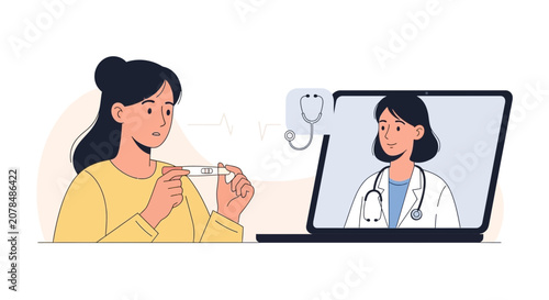Telemedicine: Woman Consults Doctor Online About Pregnancy Test Result