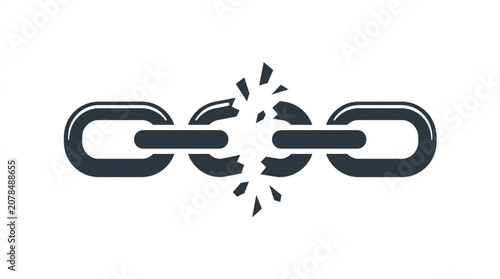 Картината върху платно Broken Chain Link Symbol Representing Disconnection and Failure.