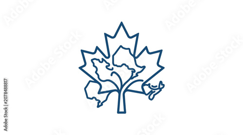 Canadian Maple Leaf Outline Illustration.