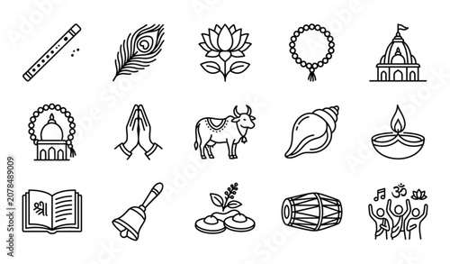 Konstfotografi Spiritual Devotional UI Line Icon Set