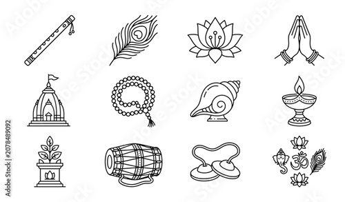 Canvastavla Indian Spiritual Monoline Web Icon Pack
