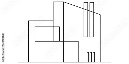 Foto Minimalist line drawing of a modern house building architectural sketch