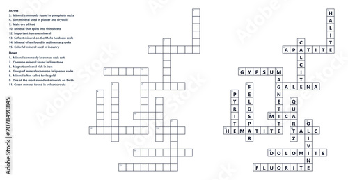 Photos Minerals Crossword Educational Worksheet