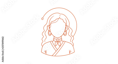 Line Art Illustration of a Womans Portrait.