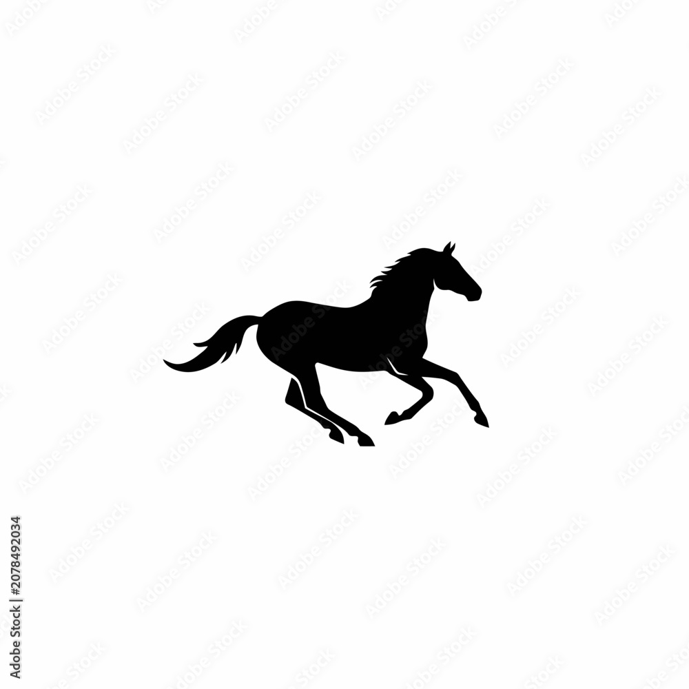 Fototapeta premium Black horse silhouette running freely