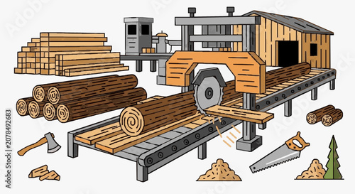 Photos Woodworking Logs and Sawmill Setup.
