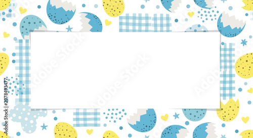 Easter themed pattern with empty rectangular copy space for text or design