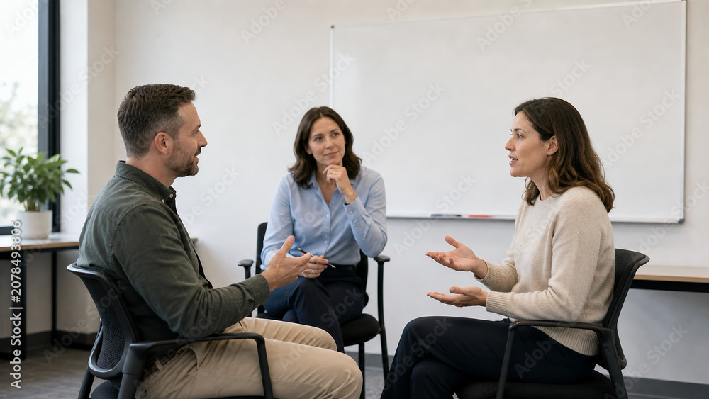 Fototapeta premium Peer Coaching Exercise in Corporate Classroom
