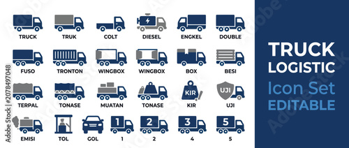 Truck Logistic Icons Set Collection.