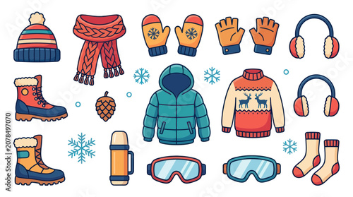 Winter sports clothing and accessories.